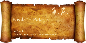 Havér Patrik névjegykártya